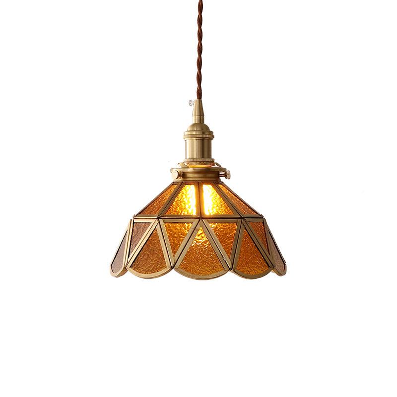 日本日式复古ins黄过铜玻璃48203灯玄吧台餐厅阳台关床头民宿吊灯