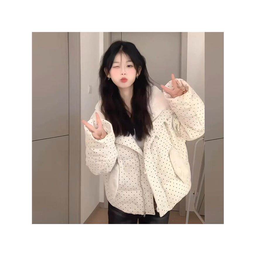 冬季韩系波点棉服女加厚
