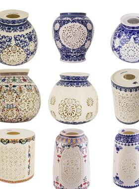 景德镇陶瓷灯罩灯具配件镂空陶瓷灯罩薄胎落地灯吊灯华光壁灯台灯