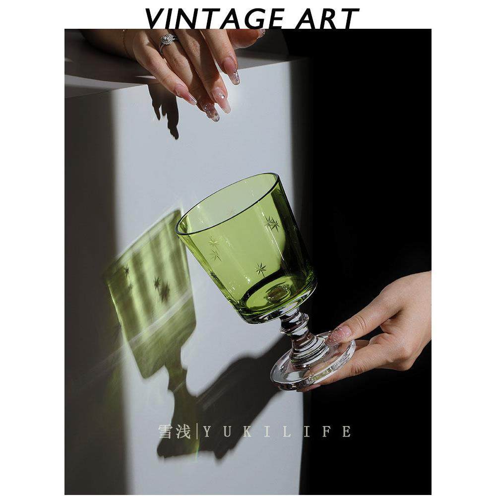 {螺屏暖翠 星河浮霁}中古玻璃vintage法式啤酒杯高脚复古杯子酒杯,餐饮具,啤酒杯,淘宝优惠券,粉丝福利购,淘宝优惠卷