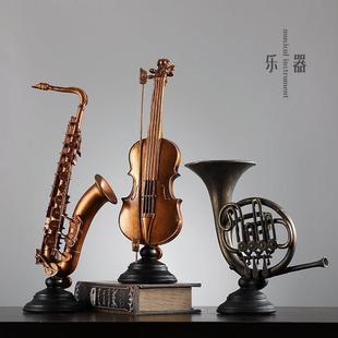 小提琴覆古乐器摆件欧式创意家居饰品红酒架书架酒柜客厅桌面摆设