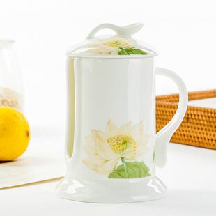 家用唐山骨瓷勺子笼调羹盒马戈筒带盖勺收纳盒子宫灯汤勺收纳桶笼