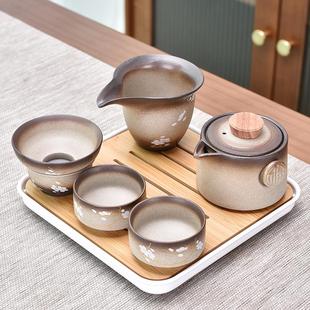 便携式 快客杯一壶二杯四杯办公家用日式 旅行功夫茶具整套茶壶茶盘