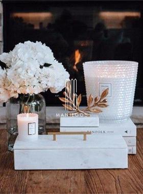 现代极简天然大理石餐桌厅热狗造型摆件装饰品工艺品置物收纳托盘