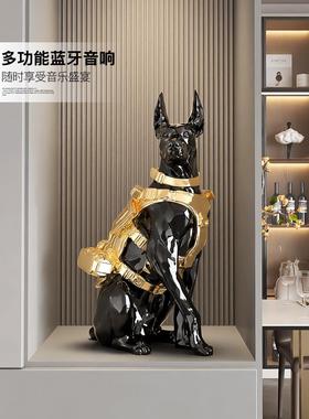 轻奢高级感杜宾犬客厅摆件音响电视柜玄关门口狗装饰品乔迁礼物