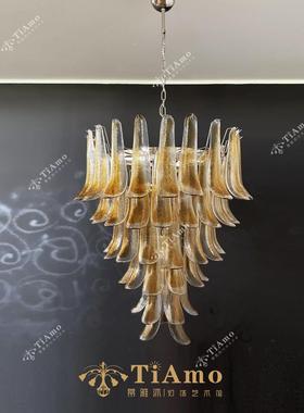 法式Murano穆拉诺中古风吊灯设计师覆古酒店挑空客厅花瓣玻璃吊灯