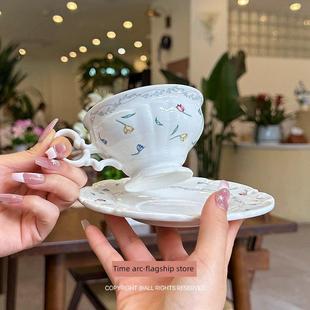 老板娘的超级爱杯和茶托b|覆古温柔花陶瓷咖啡杯和茶托下午茶拿铁