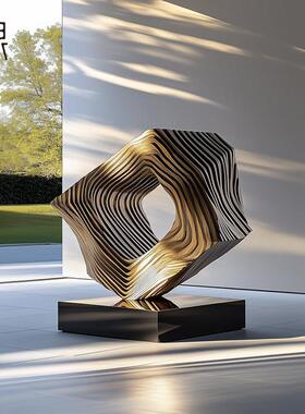 酒店大堂创意实木雕塑艺术装置售楼中心会所软装落地摆件大型摆饰