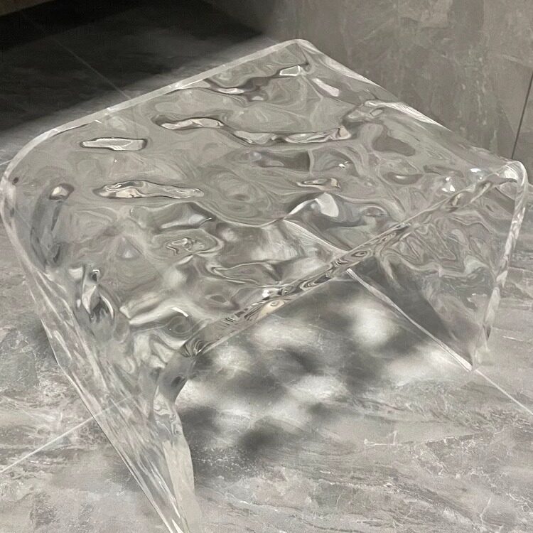 水波纹亚克力小凳子矮凳家用现代透明浴室凳洗澡防水换鞋小板凳