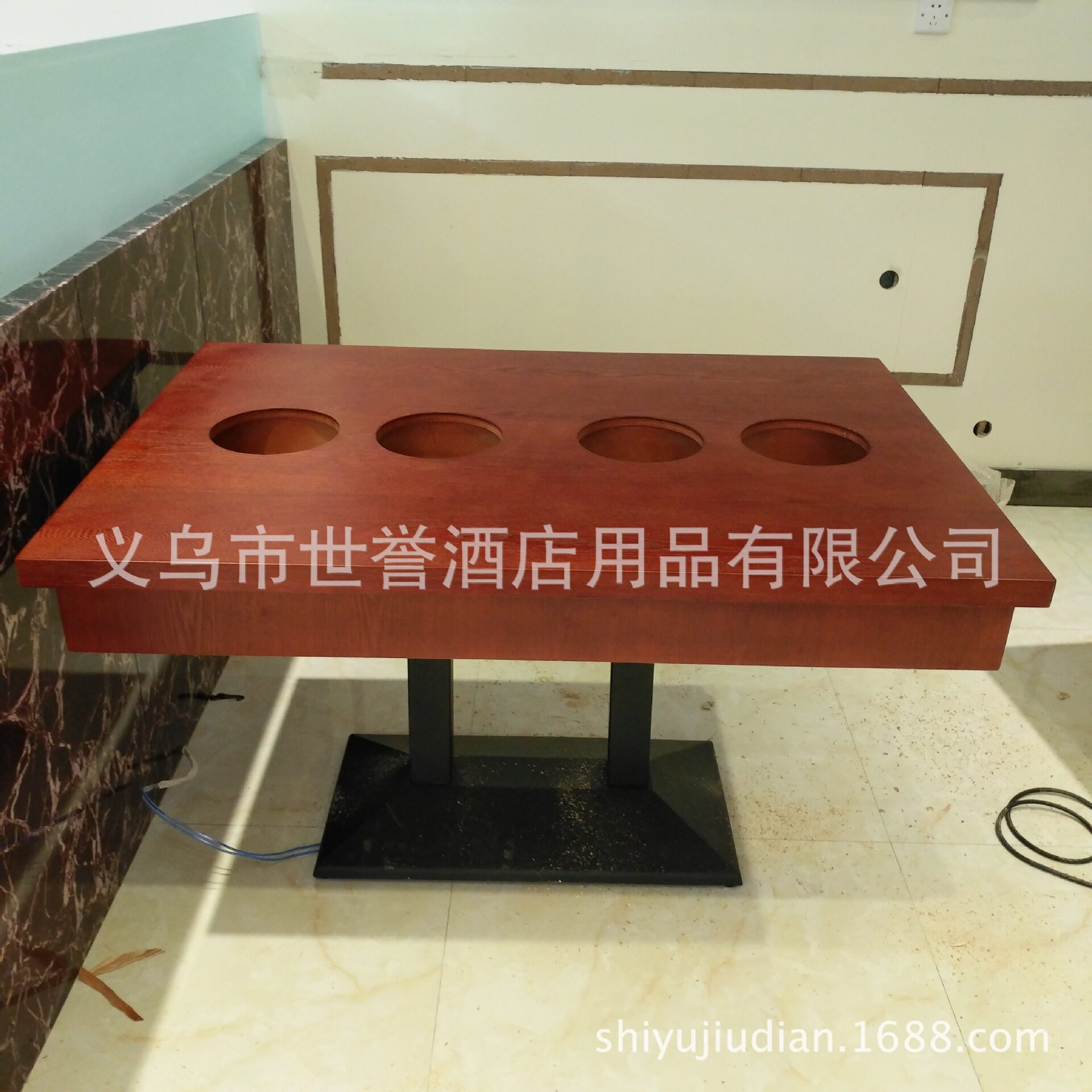 浙江杭州火锅店桌椅 主题餐厅餐桌 餐厅人造大理石桌 实木火锅桌