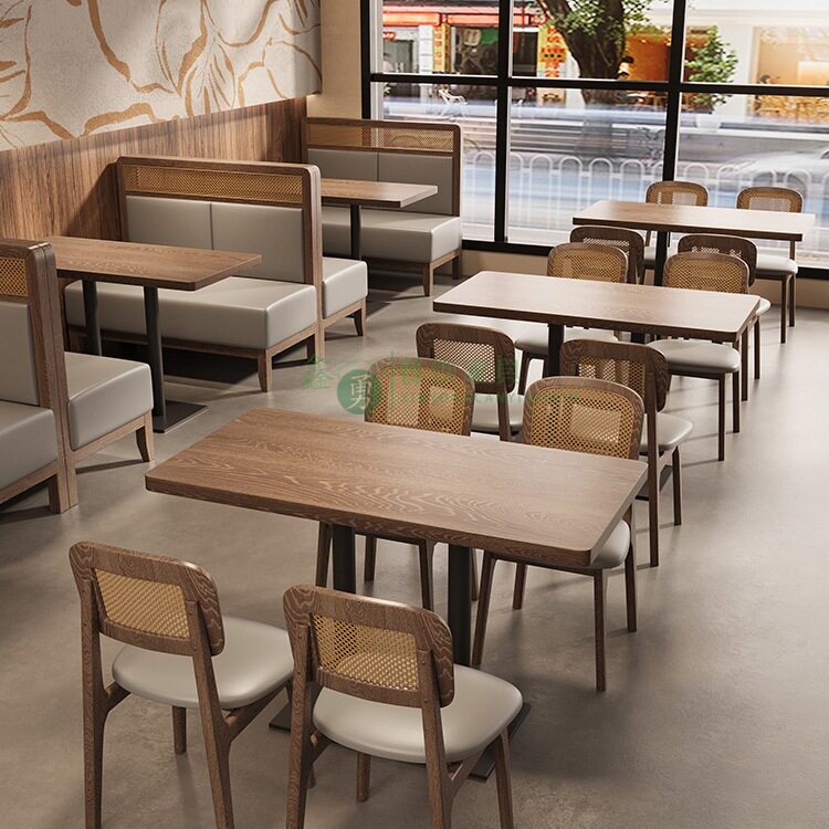 主题餐厅卡座沙发茶楼咖啡厅融合料理餐厅餐饮店饭店桌椅组合商用