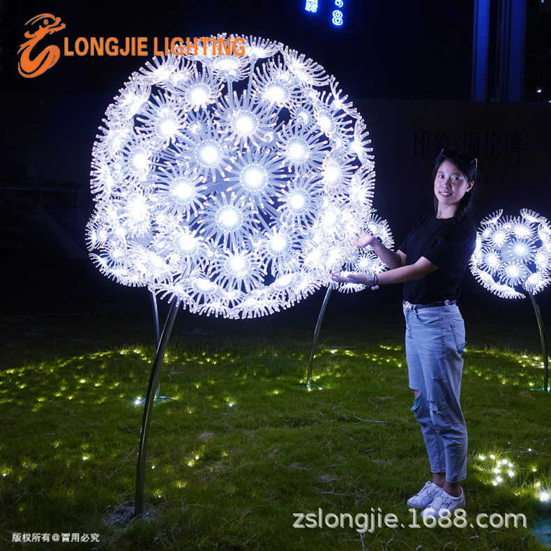 高2.5米 宽1米50个头 LED蒲公英灯户外草坪落地造型芦苇插地灯