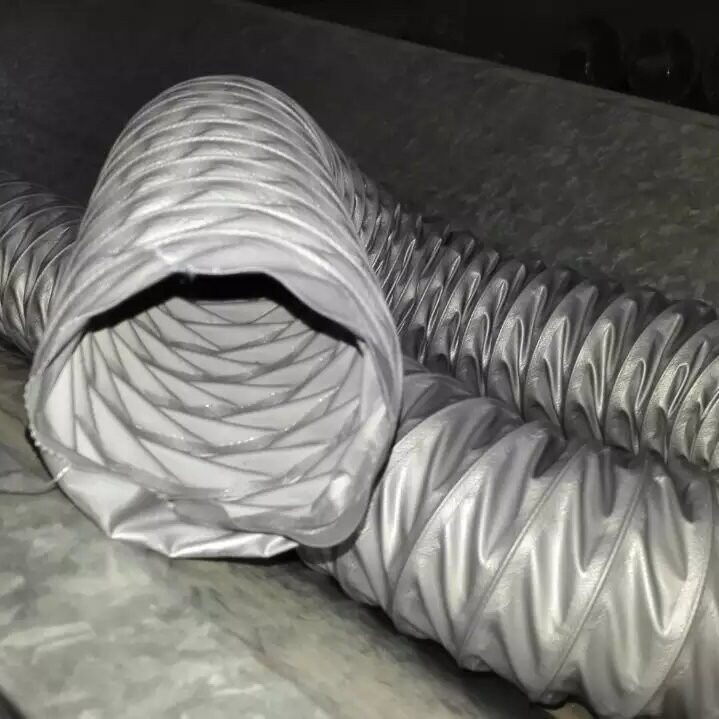 尼龙布灰色高温风管尼龙玻纤PVC帆布耐温120度通风软管锡炉通风