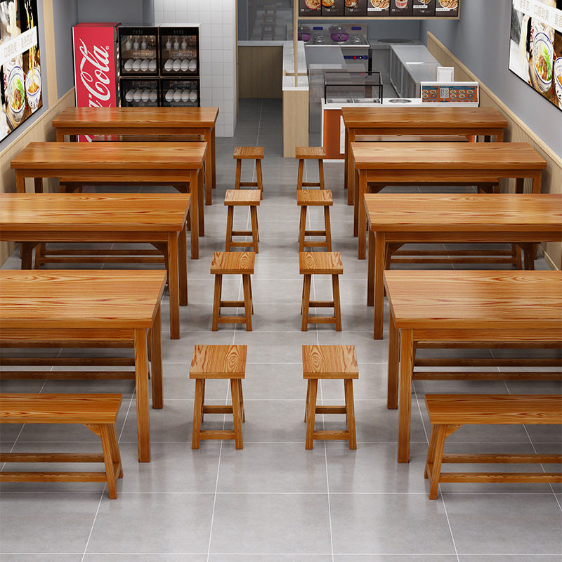 面馆桌椅饭店小吃店餐桌椅餐桌组合实木餐馆食堂桌子餐厅烧烤餐桌