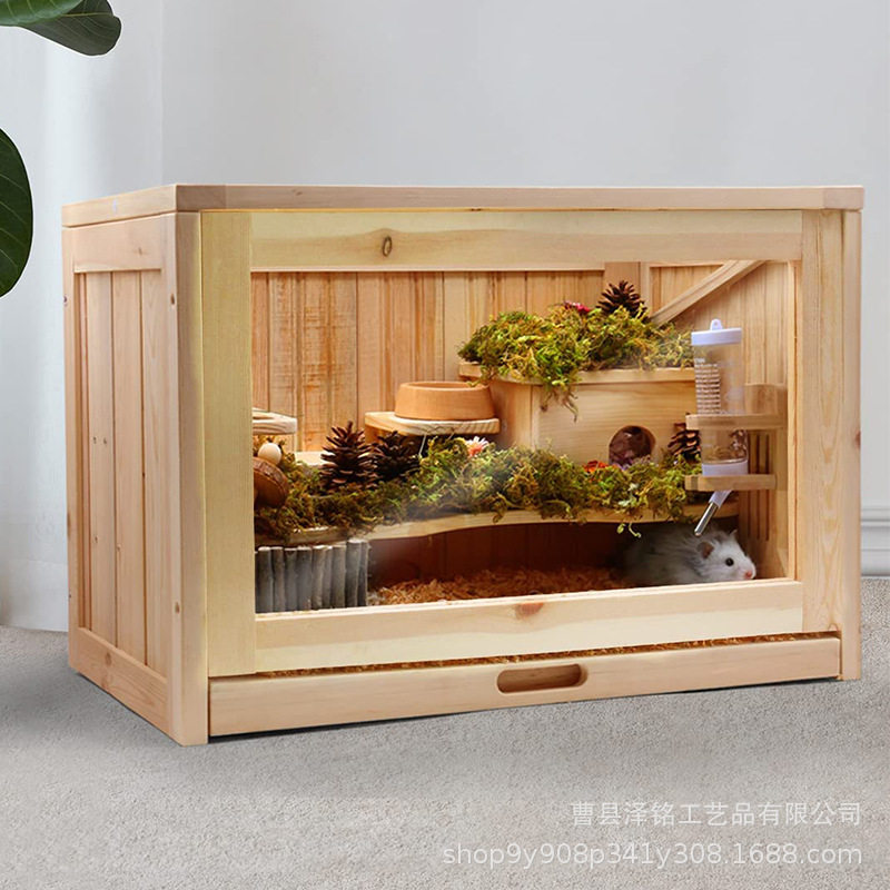 木质育雏保温箱实木芦丁鸡饲养箱仓鼠躲避屋仓鼠窝木制造景宠物箱
