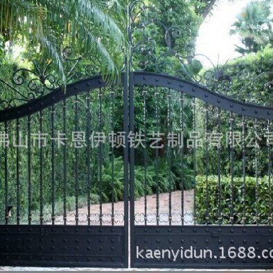 欧式庭院铁艺门双开门不锈钢入户门电动平移门折叠门出口推拉门