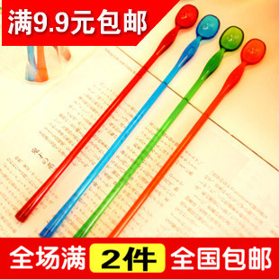 日式加长亚克力搅拌棒 可爱塑料带勺长柄咖啡棒 果汁甜品长勺