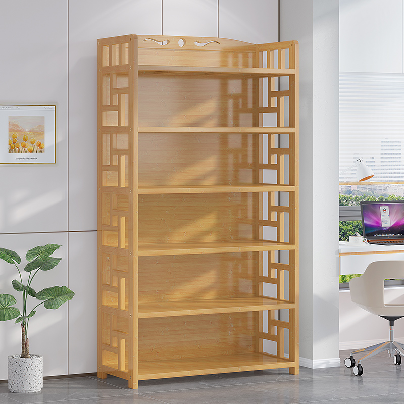 艺术书架落地置物架楠竹儿童书柜学生家用客厅展示架绘本收纳架子