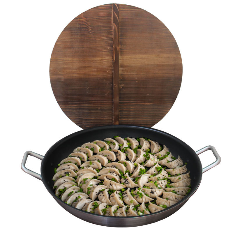 平底锅煎锅烙饼锅大号商用不粘锅生煎锅水煎包燃气电磁炉锅贴45CM