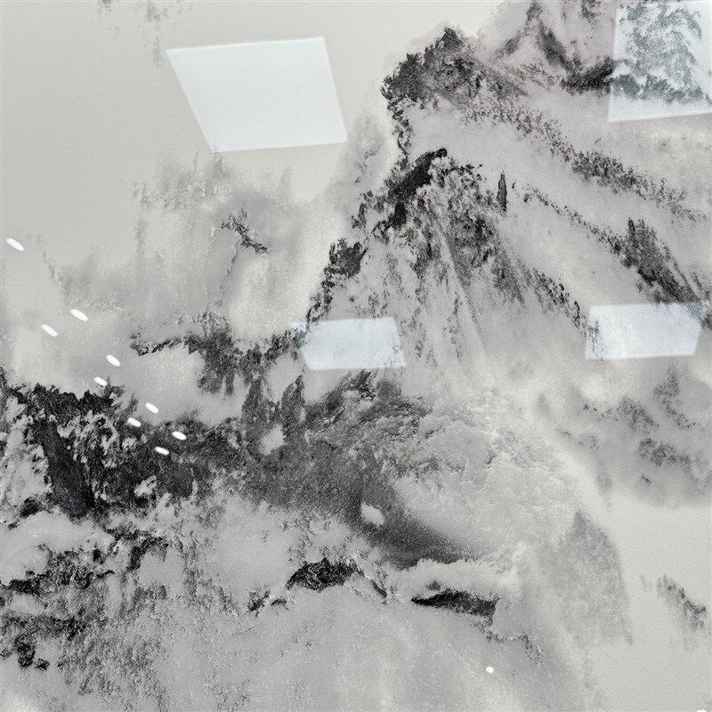 800*2600新中式岩板客厅电视背景墙山水画茶室背景墙办公室形象墙