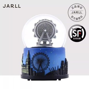 精选JARLL赞尔午夜摩天轮水晶球音乐盒旋转自喷灯光八音盒女友生