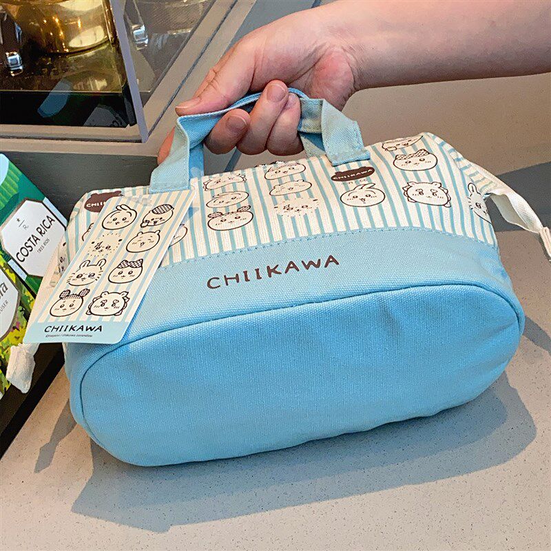 日系卡通吉伊卡哇印花可爱手提便当包上班午餐包学生饭盒袋保温袋