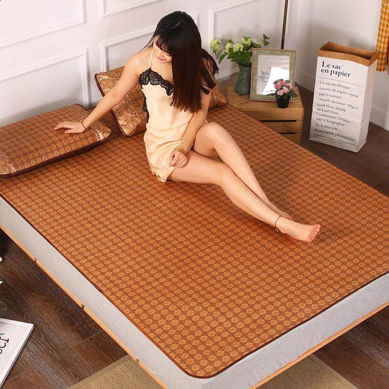 夏天凉席1.8m床单人学生宿舍草席1.5米1.2席子夏季冰丝藤席三件套