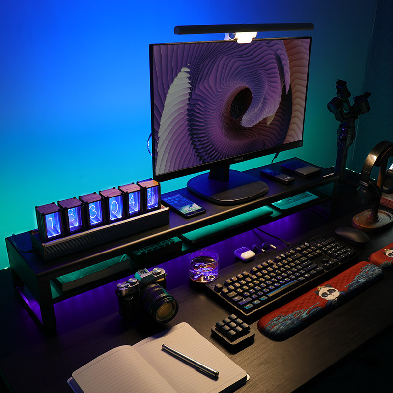 鹿为 电脑增高架办公室台式双显示器加长屏幕桌面收纳USB无线充电