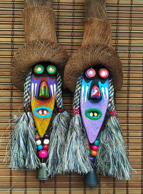 精选云南丽江民族特色棕毛复古东巴风铃饰品酒吧装饰棕帽驼铃吞口