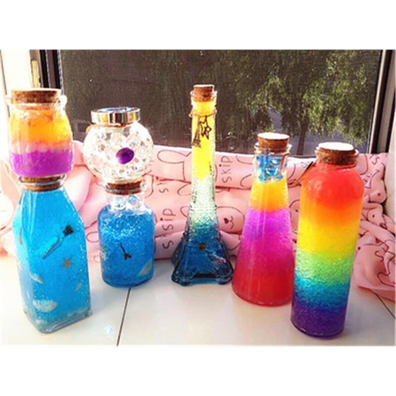 DIY手工活动彩虹海洋瓶星空瓶水宝宝材料木塞漂流瓶许愿玻璃瓶子