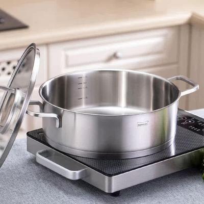 慕厨304不锈钢锅矮清汤锅家用电磁炉专用火锅锅具加厚火锅盆28cm