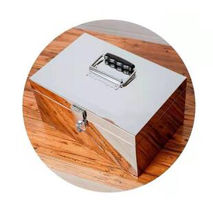 不锈钢收纳箱家用密码储物箱带锁存钱罐文件凭证整理箱收银钱箱子