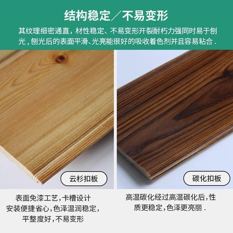 防腐木桑拿板室内扣板墙板装饰板碳化木吊顶云杉木板材免漆实木板
