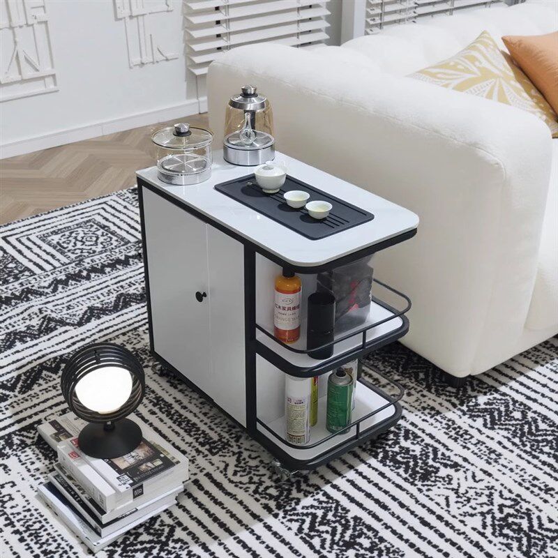 茶桌烧水壶一体嵌入式移动岩板沙发边柜侧边几家用小茶台自动上水