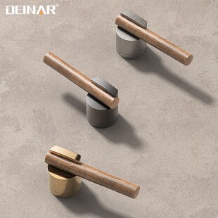 DEINAR迪纳伴生黑胡桃木复古门把手原木门锁磁吸静音房门锁