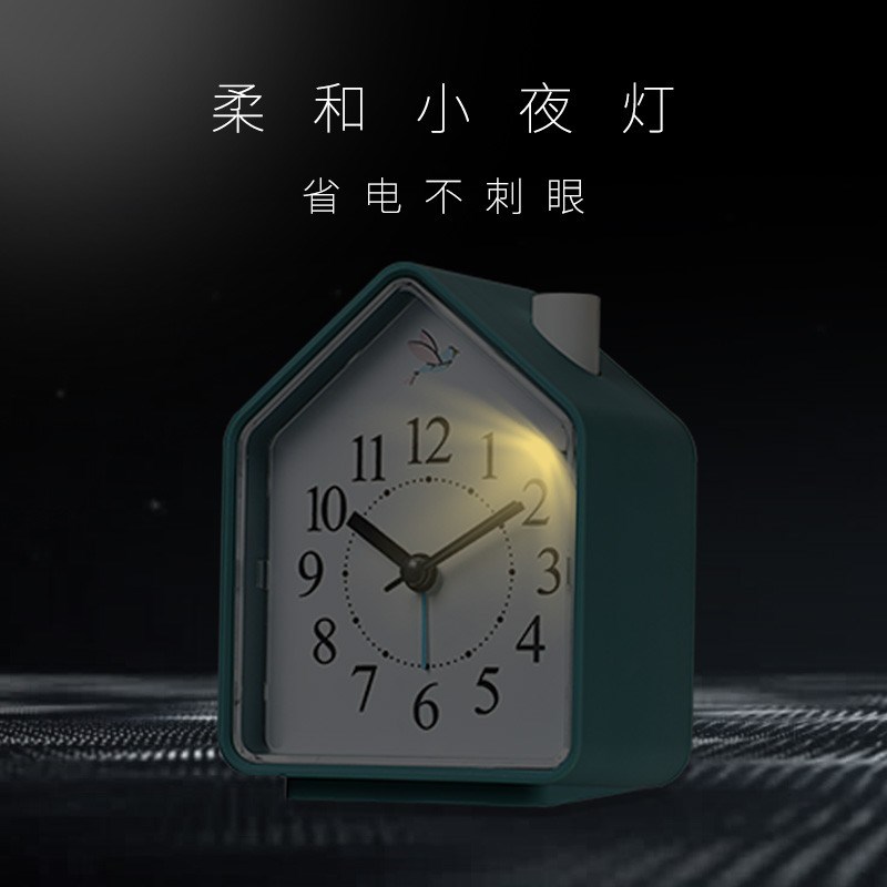 闹钟学生专用卡通布谷鸟叫房子音乐小闹钟静音夜光创意床头时钟表