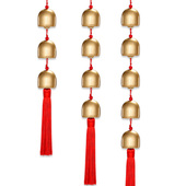 纯铜铃鎮宅铃铛串小挂件进门入户风铃化五黄二黑五帝钱铜钱车挂饰