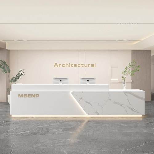 简约现代公司前台接待台酒店咨询服务台培训机构吧台收银台迎宾台