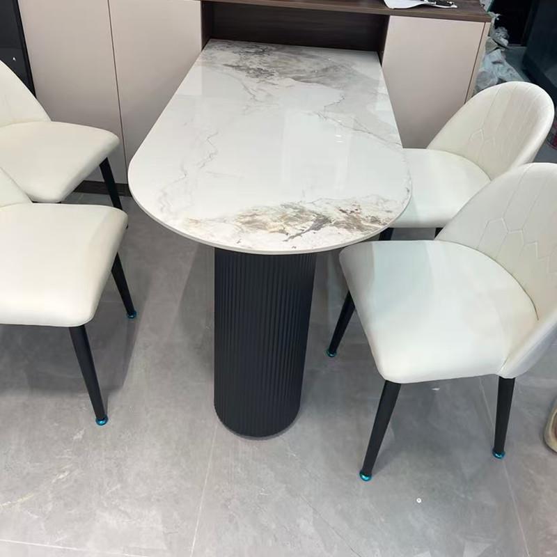 岩板半圆岛台餐桌一体家用小户型轻奢现代简约意式新款餐桌椅