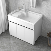 阳台太空铝洗衣柜组合落地洗衣盆带搓衣板一体洗手池台家用大池槽