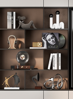 现代轻奢高级感电视柜摆件客厅壁龛开放格小众艺术音乐主题装饰品