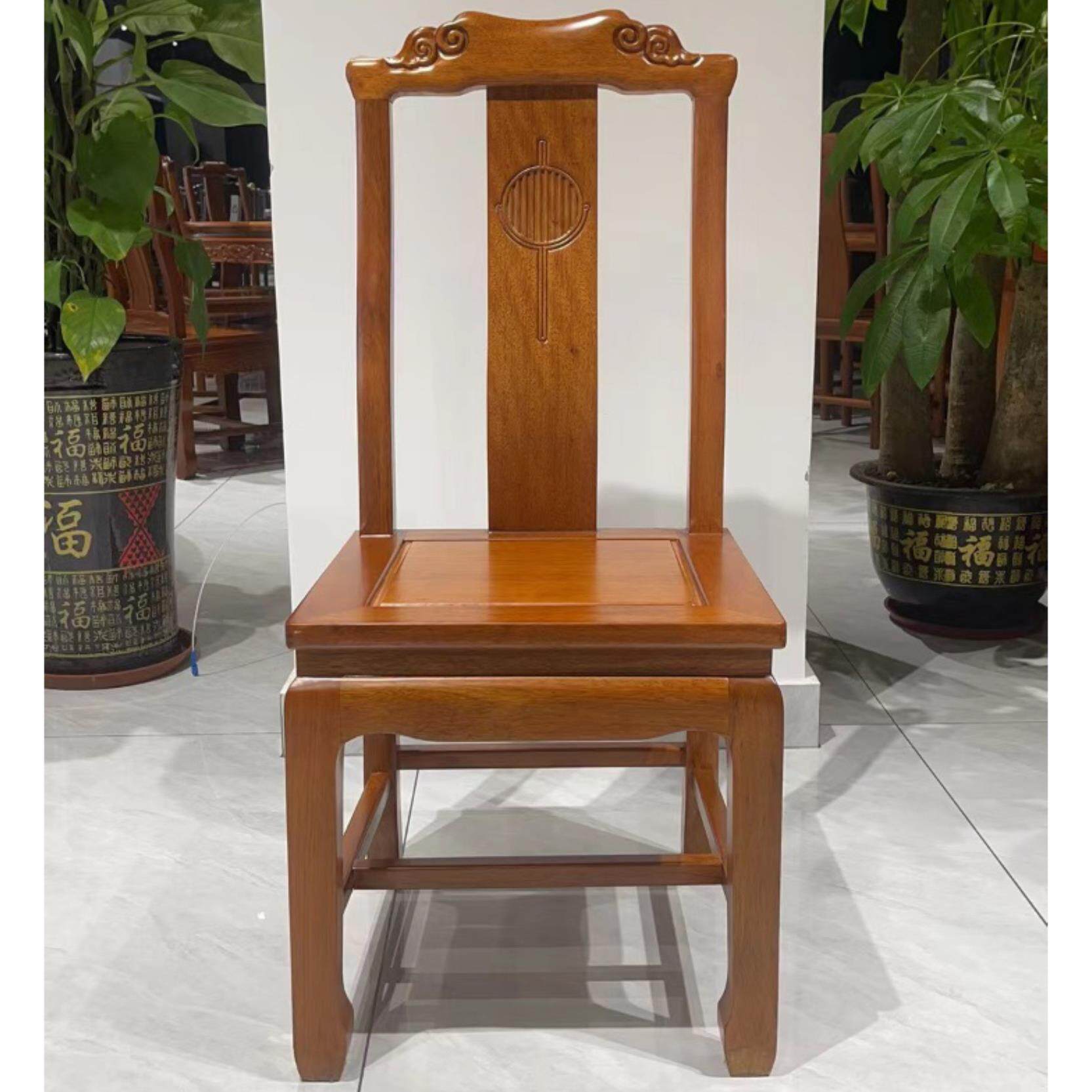 全实木金花梨木靠背中式菠萝格原木椅凳餐厅餐桌整装酒店明式椅子