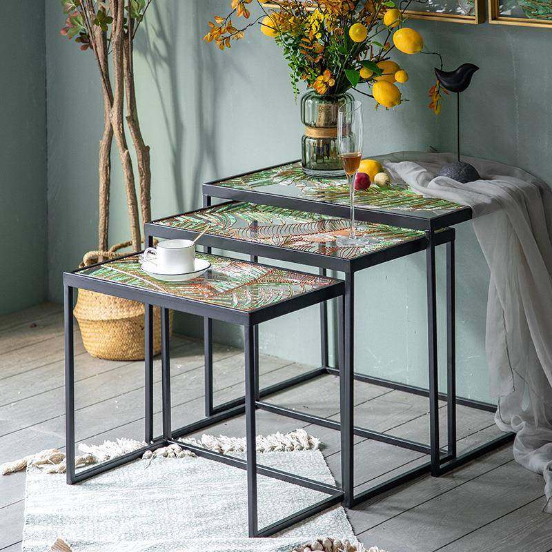 美式复古茶几套装家用客厅轻奢铁艺彩绘浮雕工业风玻璃边几,清洗/食品/商业设备,风口/风叶/风机配件,淘宝优惠券,粉丝福利购,淘宝优惠卷