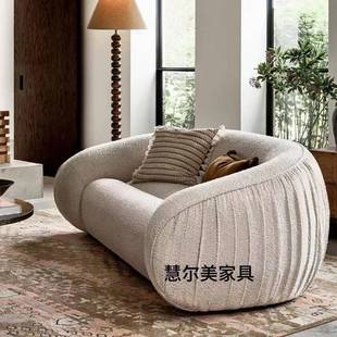 2023新款弧形摩登氛围感沙发雪花泰迪绒布艺客厅别墅意式简约沙发