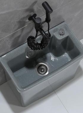 小号拖把池家用卫生间彩色墩布水槽阳台陶瓷窄长洗拖盆落地式托帕