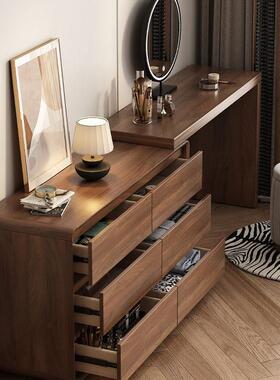 新中式实木梳妆台卧室储物柜收纳柜一体化妆桌可直角小户型化妆桌