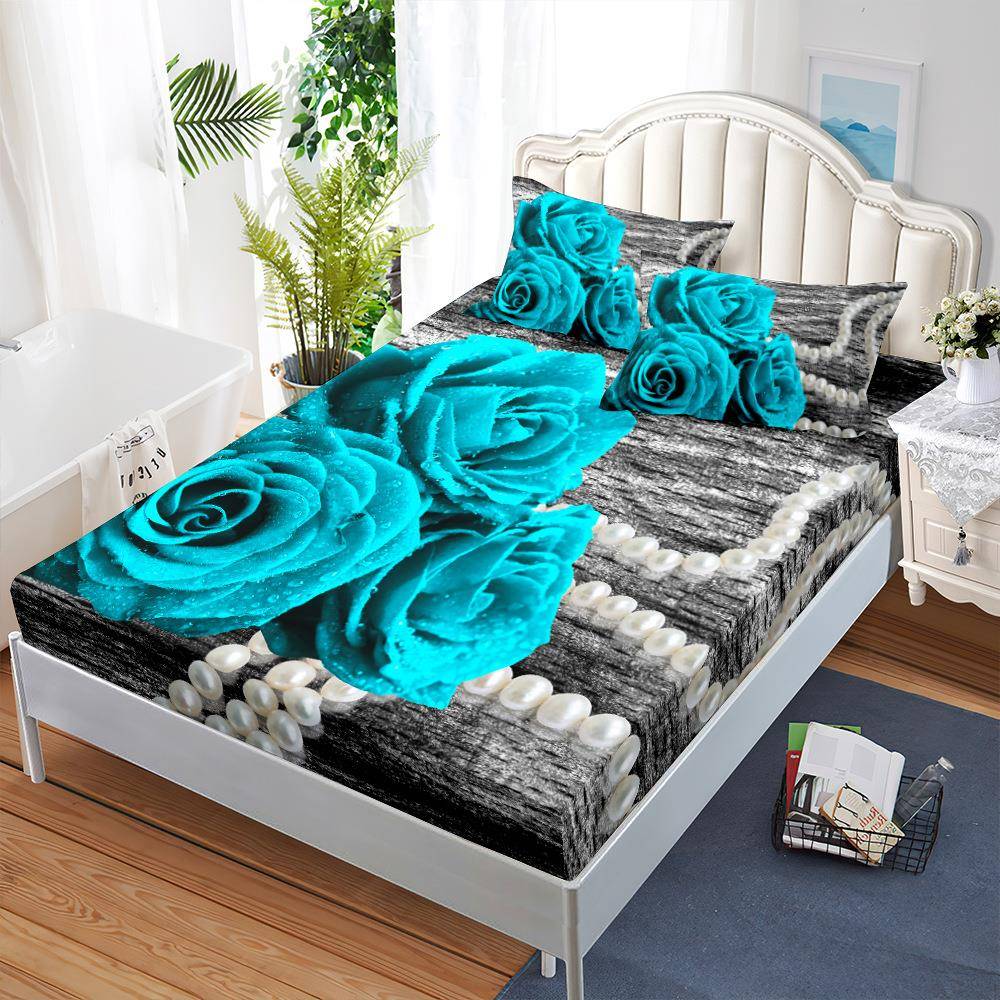 三件套床笠床罩玫瑰床垫保护套防尘床套外贸