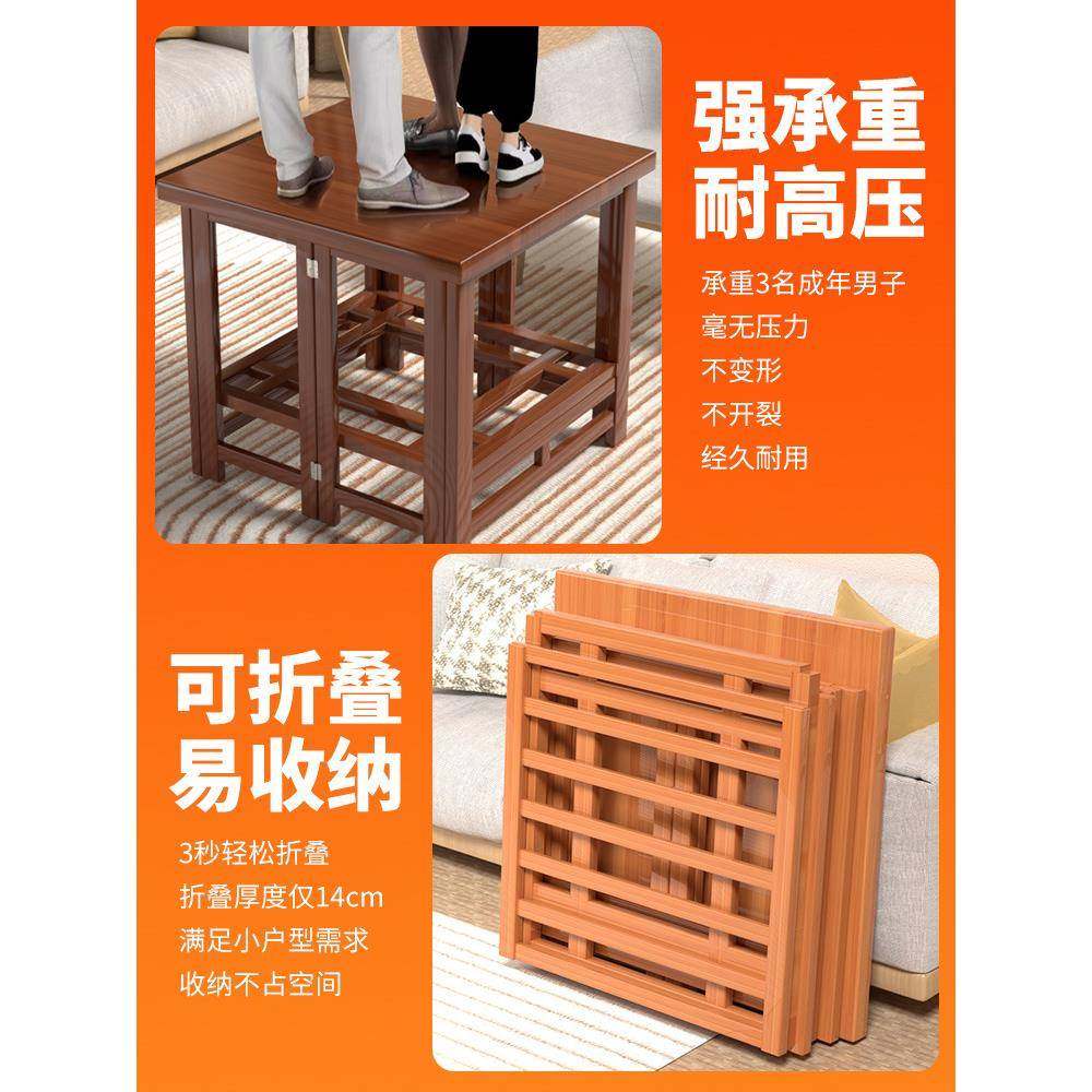 折叠烤火桌子湖南取暖冬季客厅家用多功能新款烤火竹桌实木简易架