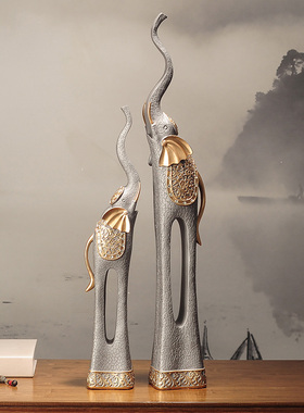 新中式艺术大象摆件客厅家居高端大号落H地摆设工艺品玄关软装饰