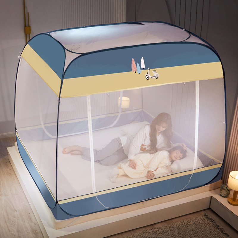 新款免安装蚊帐家用1.8X2x2.2纹帐1.5m1一米2二8五5床文帐帐篷1.2